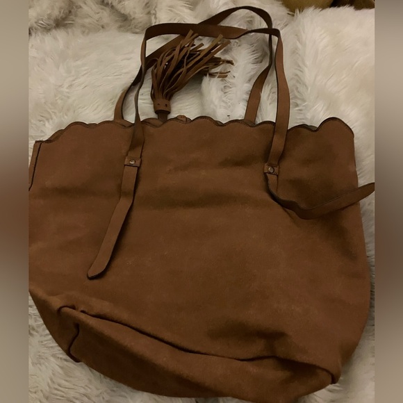 Suede / Leather Carry all tote with tassel. Great for fall. Great gift! - Picture 2 of 2